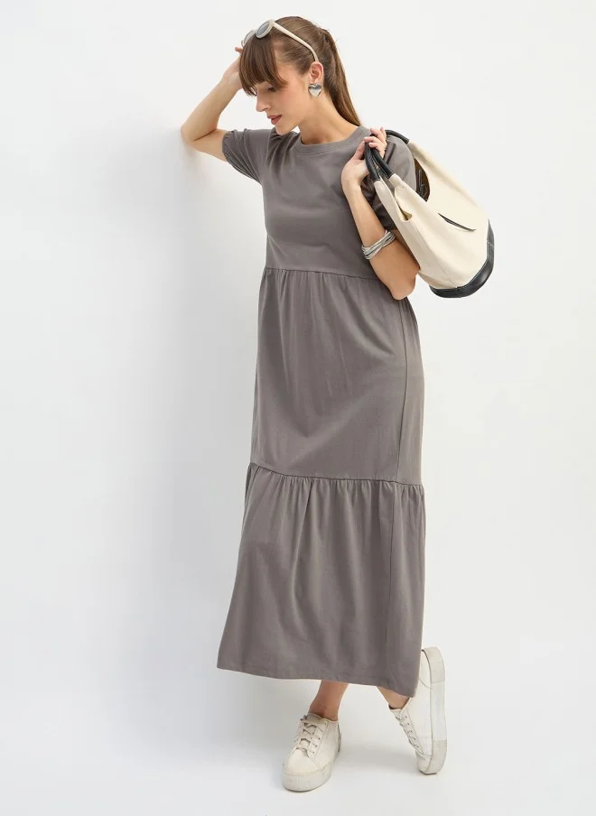 ساسافراس Grey Puff Sleeve Maxi Dress for Women