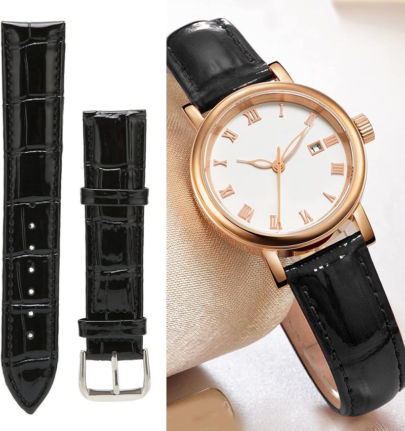 كلاراكو سوار ساعة بديل من كلاركو للرجال والنساء، سوار ساعة من الجلد الصناعي، مشبك دبوس من سبيكة معدنية سوداء مقاس 20 مم، سوار ساعة بديل قابل للتعديل، حزام ساعة من الجلد الصناعي - Image 3