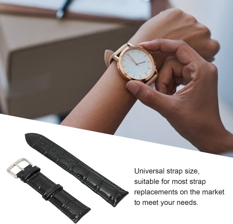 كلاراكو سوار ساعة بديل من كلاركو للرجال والنساء، سوار ساعة من الجلد الصناعي، مشبك دبوس من سبيكة معدنية سوداء مقاس 20 مم، سوار ساعة بديل قابل للتعديل، حزام ساعة من الجلد الصناعي - Image 1
