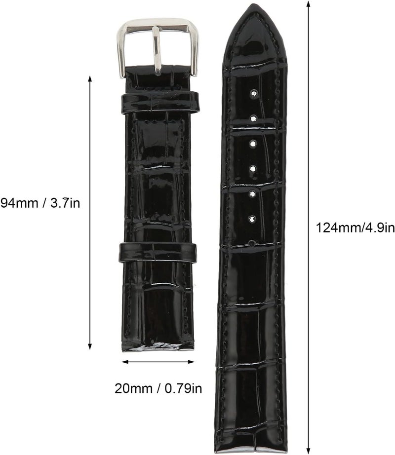 كلاراكو سوار ساعة بديل من كلاركو للرجال والنساء، سوار ساعة من الجلد الصناعي، مشبك دبوس من سبيكة معدنية سوداء مقاس 20 مم، سوار ساعة بديل قابل للتعديل، حزام ساعة من الجلد الصناعي - Image 4