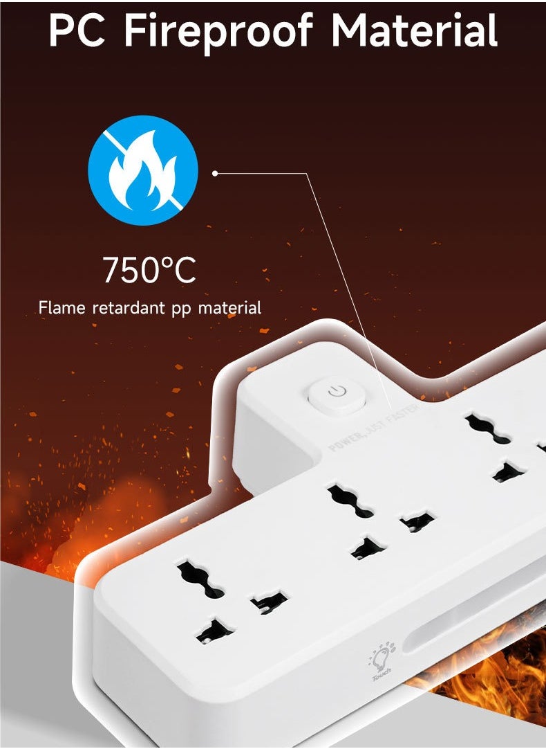 Necomi - Multi Plug Extension Socket Adapter with Night Light, Universal Extension Power Adapter With 1 USB-C & 2 USB-A, Extender Wall Charge Socket 3 Outlets - Image 1