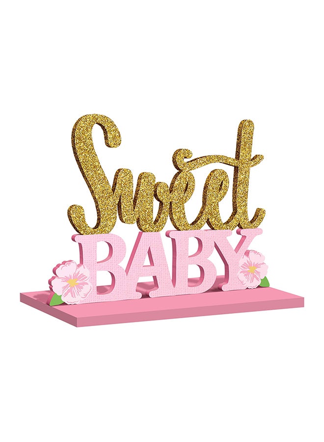 Amscan Baby Shower - Floral Baby Stand Up Sign With Glitter