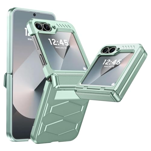 Vizvera for Samsung Galaxy Z Flip 6 Case with Hinge Protection, Built-in Screen Protector Shockproof All-Inclusive Phone Cover for Z Flip 6/Z Flip 7 FE-Mint Green - Image 1