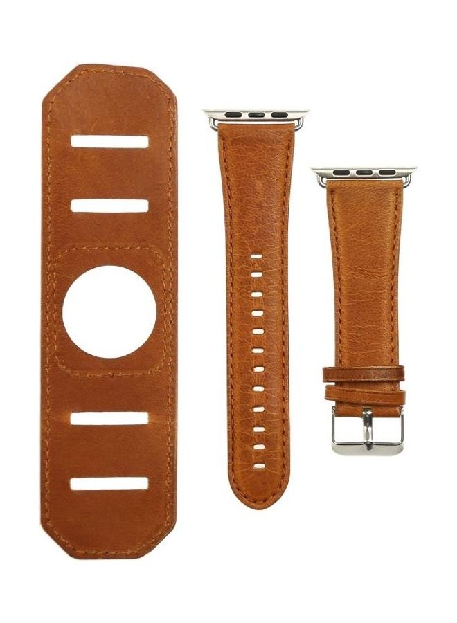 Replacement Watchband for Apple Watch Series 5/4/3/2/1 38/40mm Light Brown - Image 2