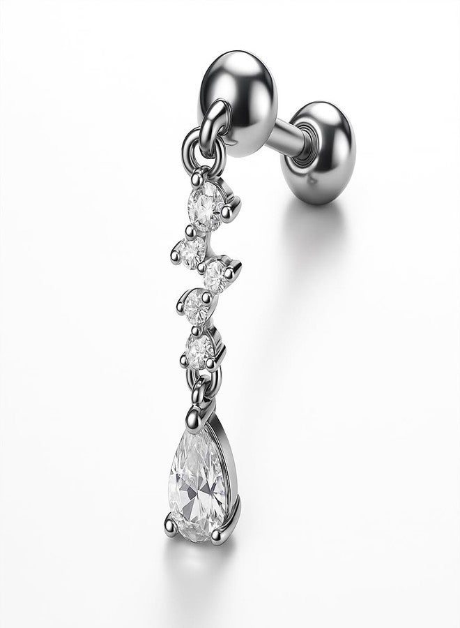 SHIELD PLUS Helix Piercing Barbell with Drop Dangle – Stainless Steel Cartilage Earring for Women & Girls - Image 1