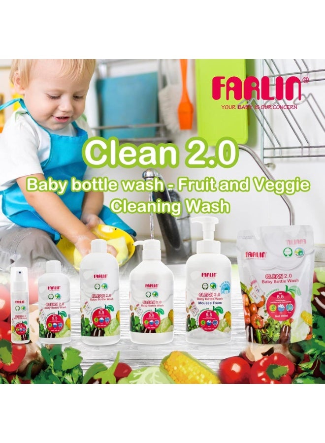 erorex Farlin Clean 2.0 Baby Bottle Wash Mousse Foam 500ml Food Grade Anti Bacteria Plant Based - Image 5