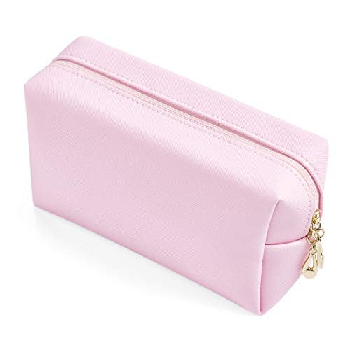 Sohynca PU Leather Cosmetic Bag for Women Minimalism Makeup Bag for Daily Use Portable Storage Purse Small Neat Cosmetic Pouch Water-resistant Toiletry Bag for Travel (Voilet Pink) - Image 1
