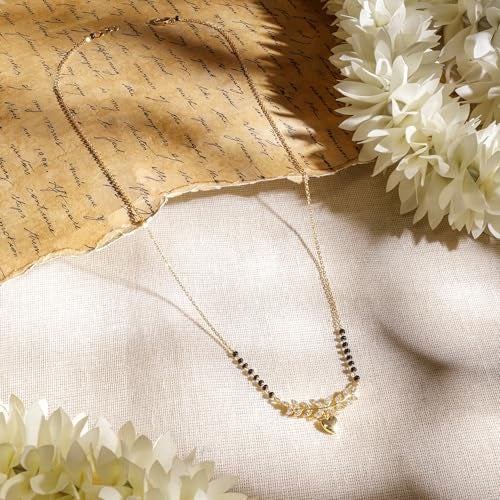 Rubans 22K Gold-Plated White Cubic Zirconia Studded Mangalsutra for Women - Image 4