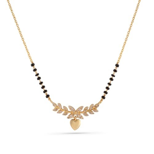 Rubans 22K Gold-Plated White Cubic Zirconia Studded Mangalsutra for Women - Image 1