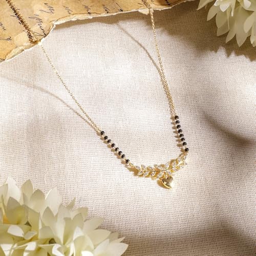Rubans 22K Gold-Plated White Cubic Zirconia Studded Mangalsutra for Women - Image 3