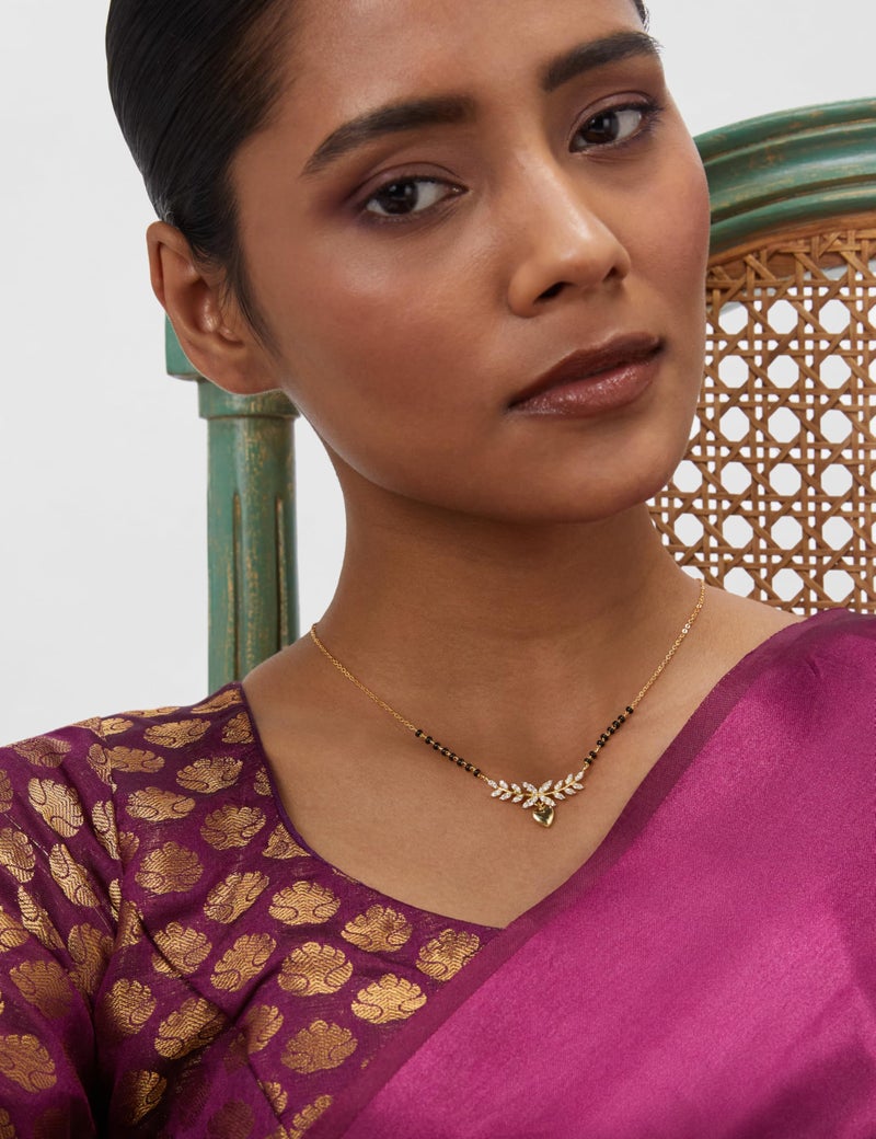 Rubans 22K Gold-Plated White Cubic Zirconia Studded Mangalsutra for Women - Image 2