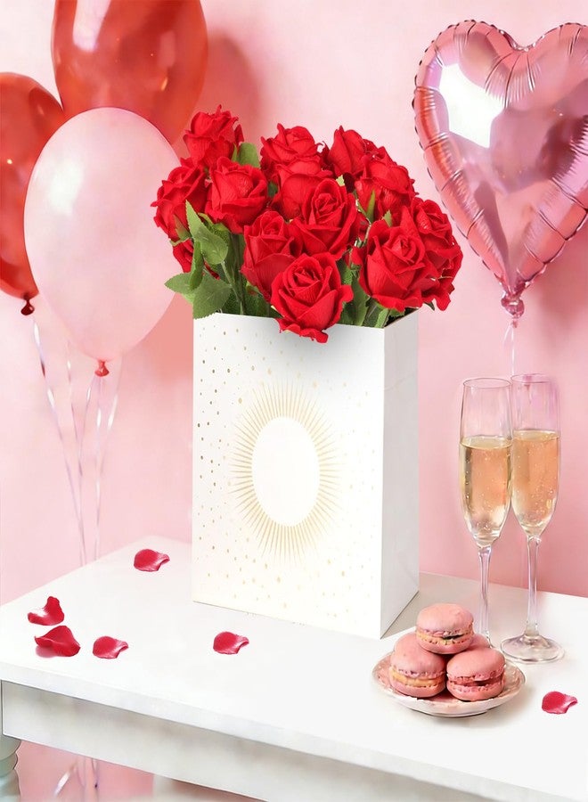 NEYSXYU 12PCS Red Artificial Silk Roses - Realistic Long Stem Fake Flower Bouquet for Wedding Party Home Centerpiece Decor (Red) - Image 5
