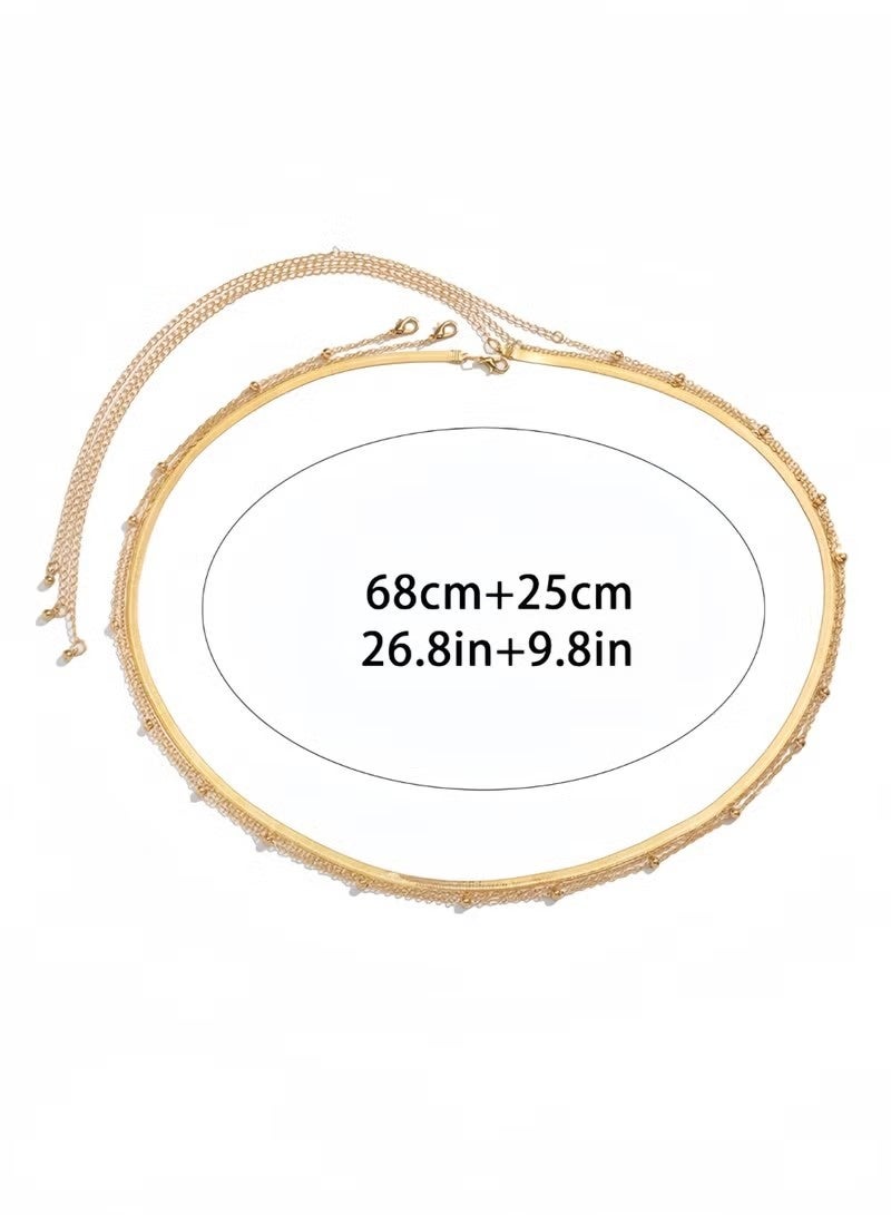 Beach Waist Chain Plated Waist Chain Summer Waist Decoration Adjustable Layered Waist Chain Suitable for Girls, Women, Birthday, Party, Graduation Ceremony Gift - Image 5