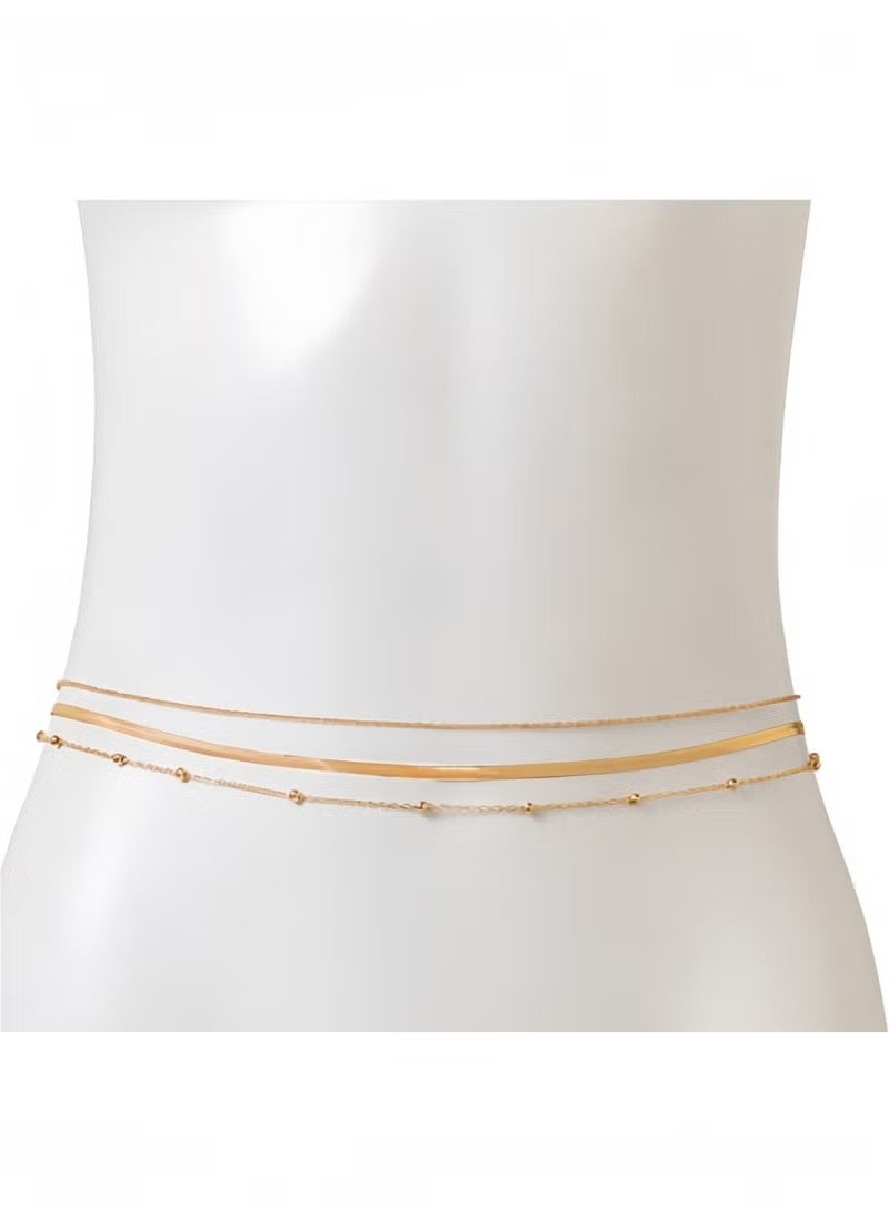 Beach Waist Chain Plated Waist Chain Summer Waist Decoration Adjustable Layered Waist Chain Suitable for Girls, Women, Birthday, Party, Graduation Ceremony Gift - Image 4