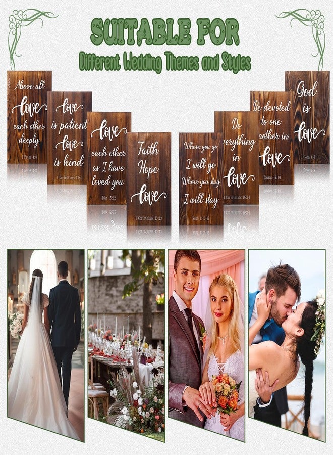 GlikCeil Set of 8 Wedding Aisle Signs, 11.8 x 7.9 inch, Wooden Wedding Signs Love is Patient Kind 1 Corinthians 13 Wood Wedding Signage Bible Verses Wall Decor for Weddings, Anniversaries Gift - Image 4