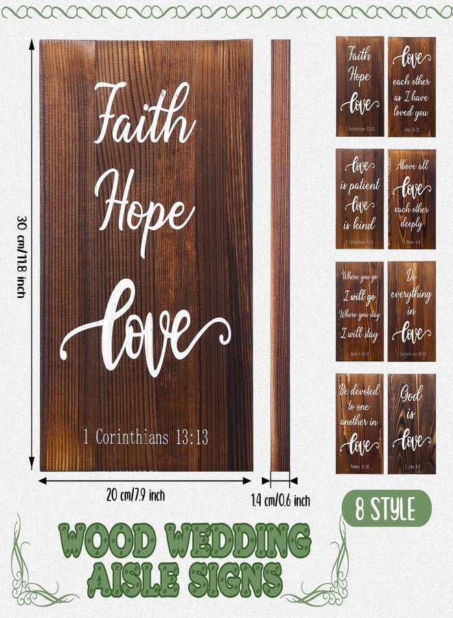 GlikCeil Set of 8 Wedding Aisle Signs, 11.8 x 7.9 inch, Wooden Wedding Signs Love is Patient Kind 1 Corinthians 13 Wood Wedding Signage Bible Verses Wall Decor for Weddings, Anniversaries Gift - Image 3