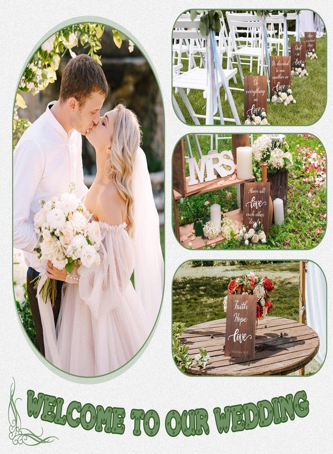 GlikCeil Set of 8 Wedding Aisle Signs, 11.8 x 7.9 inch, Wooden Wedding Signs Love is Patient Kind 1 Corinthians 13 Wood Wedding Signage Bible Verses Wall Decor for Weddings, Anniversaries Gift - Image 2