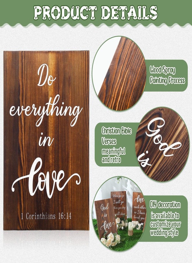 GlikCeil Set of 8 Wedding Aisle Signs, 11.8 x 7.9 inch, Wooden Wedding Signs Love is Patient Kind 1 Corinthians 13 Wood Wedding Signage Bible Verses Wall Decor for Weddings, Anniversaries Gift - Image 5