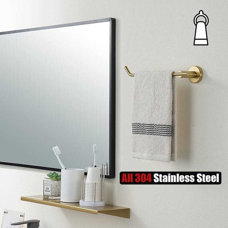 JQK JQK Gold Hand Towel Bar  Stainless Steel Towel Ring for Bathroom  9 Inch Necklace Holder Brushed Golden Wall Mount Left Hand  TR101-BG  - Image 4