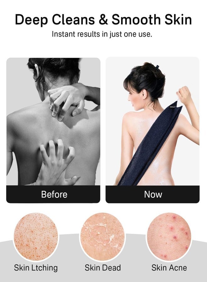 Yiclick Exfoliating Washcloth Towel with Handle, Back Scrubber for Shower, Exfoliating Body Scrubber Exfoliator, Japanese Wash Cloth for Body Scrub, Bath Sponge Loofah Luffa Washer Exfoliator - Image 5