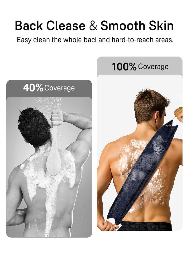 Yiclick Exfoliating Washcloth Towel with Handle, Back Scrubber for Shower, Exfoliating Body Scrubber Exfoliator, Japanese Wash Cloth for Body Scrub, Bath Sponge Loofah Luffa Washer Exfoliator - Image 3