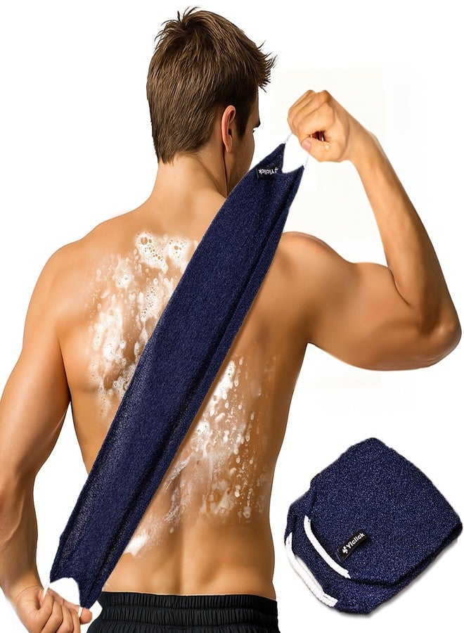Yiclick Exfoliating Washcloth Towel with Handle, Back Scrubber for Shower, Exfoliating Body Scrubber Exfoliator, Japanese Wash Cloth for Body Scrub, Bath Sponge Loofah Luffa Washer Exfoliator - Image 1