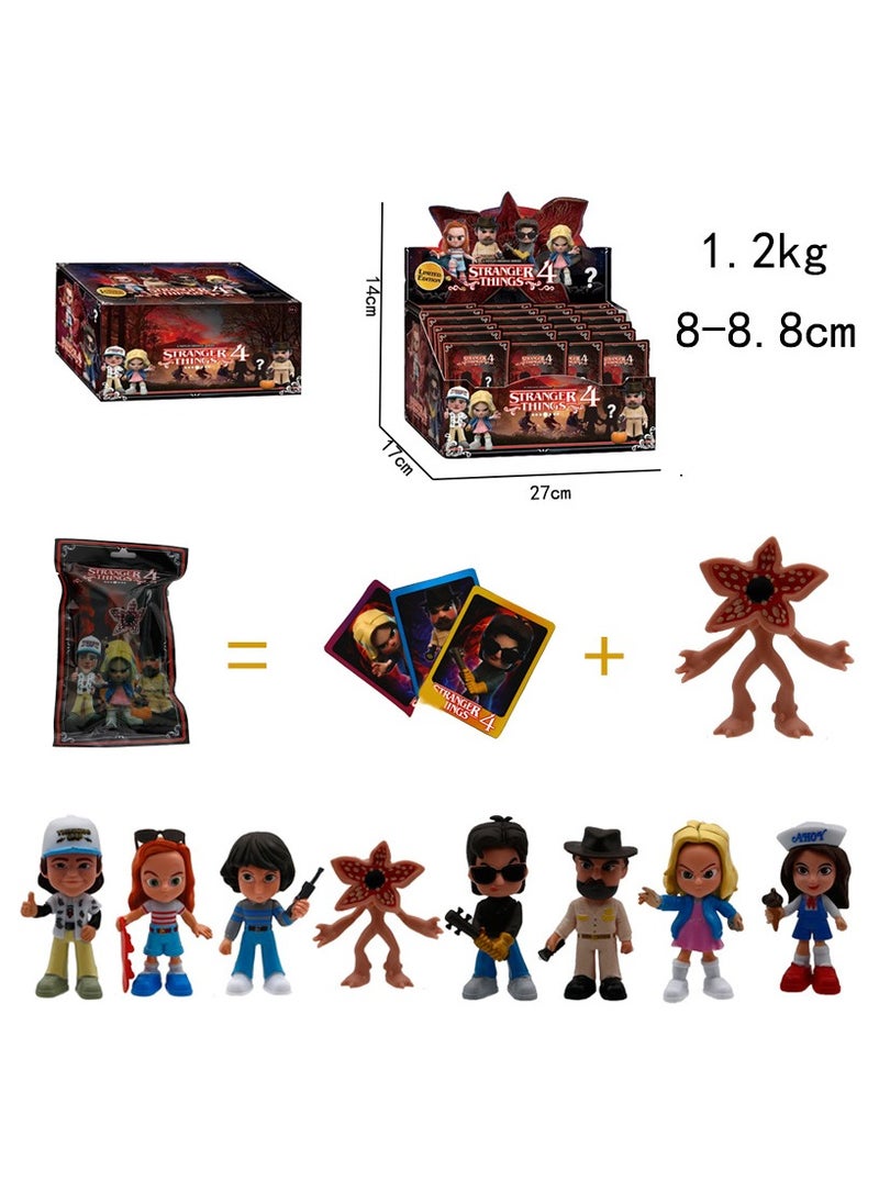 General 24 Bags of Stranger Things Blind Boxes with 8 Different Figures Randomly Packaged in Colorful Bags with Carnivorous Plant Cards for Guessing Fun  - Image 1