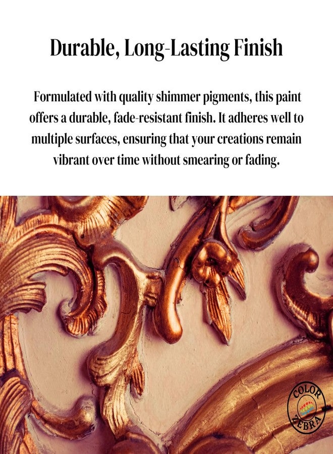 Color Zebra Acrylic Bronze Metallic Paint - 100g (Pack of 1) | Metallic Paint for Wall Trim, Furniture, Crafts | Non Toxic Acrylic Metallic Paint for Professional Artists, Hobby Painters & Kids - Image 4