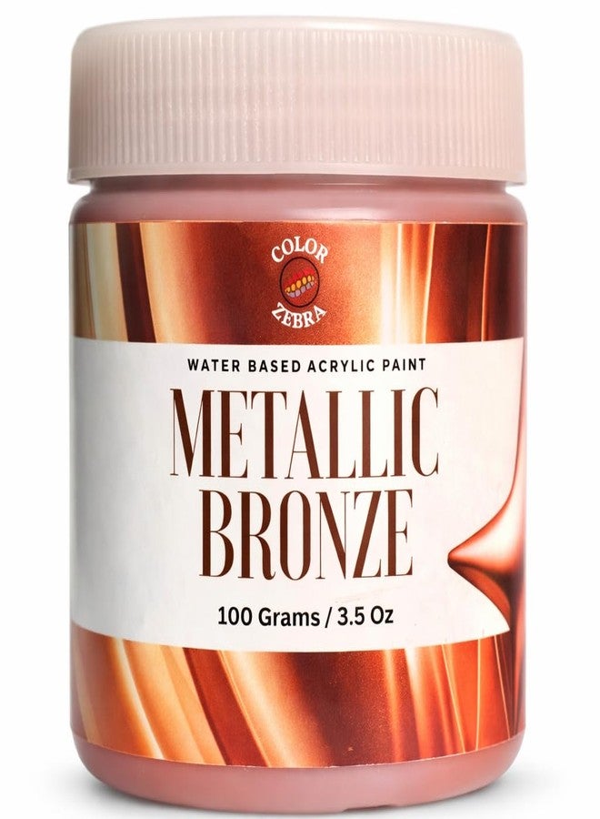 Color Zebra Acrylic Bronze Metallic Paint - 100g (Pack of 1) | Metallic Paint for Wall Trim, Furniture, Crafts | Non Toxic Acrylic Metallic Paint for Professional Artists, Hobby Painters & Kids - Image 1