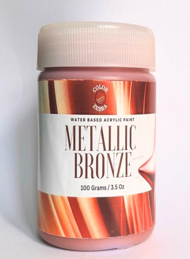 Color Zebra Acrylic Bronze Metallic Paint - 100g (Pack of 1) | Metallic Paint for Wall Trim, Furniture, Crafts | Non Toxic Acrylic Metallic Paint for Professional Artists, Hobby Painters & Kids - Image 2