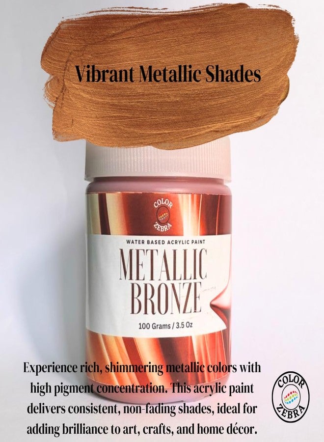 Color Zebra Acrylic Bronze Metallic Paint - 100g (Pack of 1) | Metallic Paint for Wall Trim, Furniture, Crafts | Non Toxic Acrylic Metallic Paint for Professional Artists, Hobby Painters & Kids - Image 3