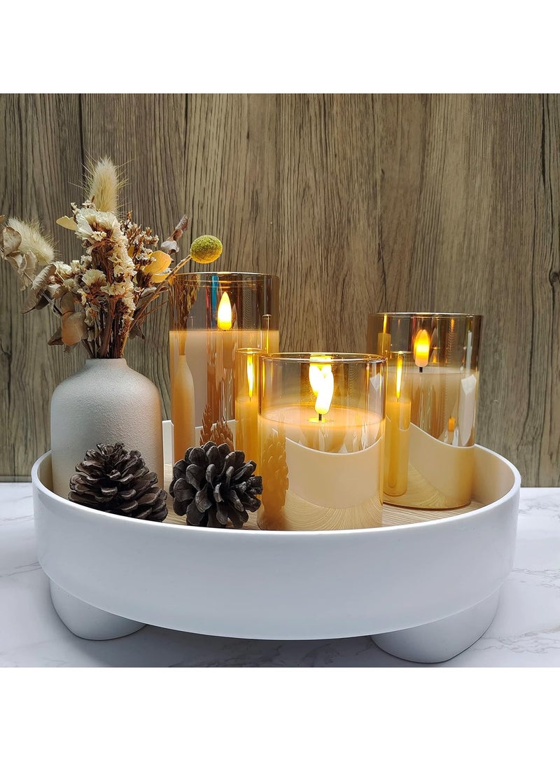 TIGER Glass Battery Operated LED Flameless Candles with Remote & Timer, Real Wax Flickering Light, Warm Color Glow for Festival, Wedding, Home & Party Decor (Pack of 3, Gold) - Image 4