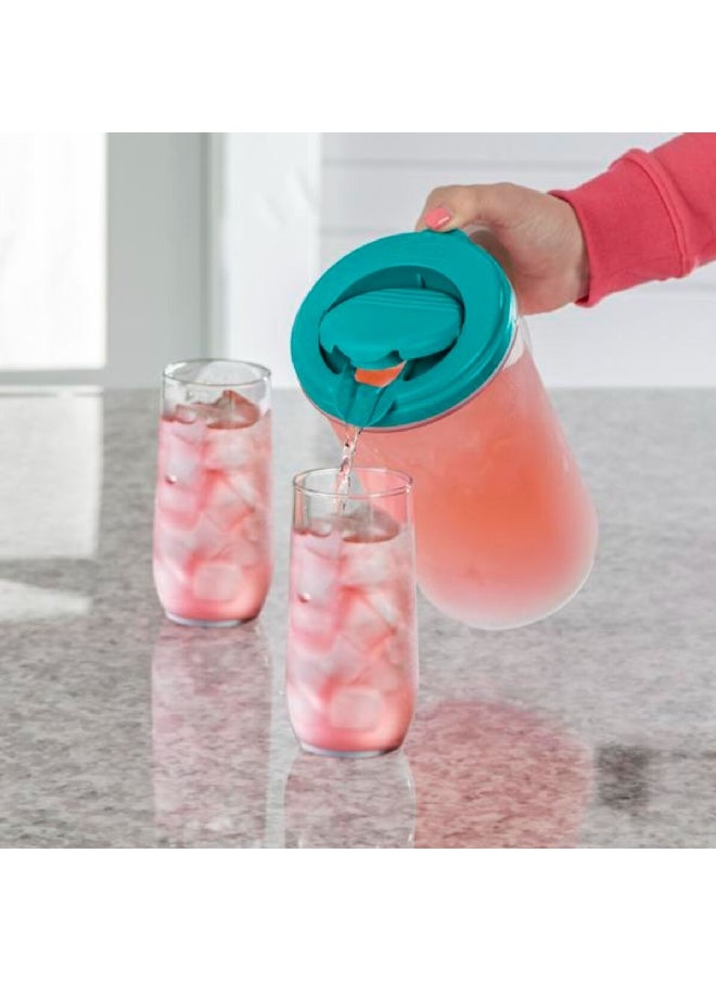 Sterilite - Stylish Freezer Safe Round Pitcher with Handle Clear and Green 1.9 L 4820006 - Image 1