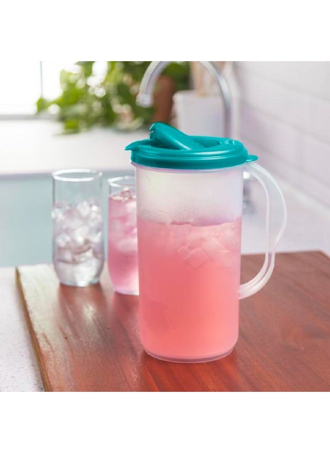 Sterilite - Stylish Freezer Safe Round Pitcher with Handle Clear and Green 1.9 L 4820006 - Image 1