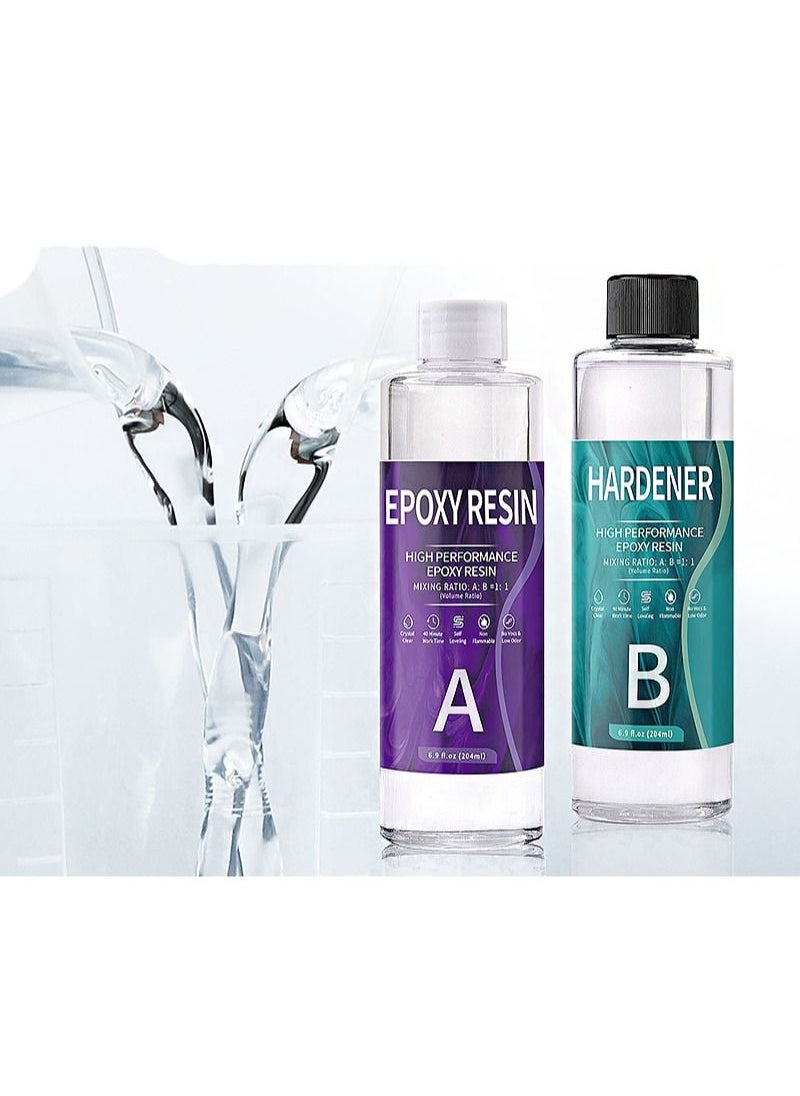 Aikanbo - Two Part Epoxy Resin 200ml, No Yellowing and Bubbles, High Gloss Self Leveling, UV and Heat Resistant, Clear Resin Kit for Jewelry Making, Arts, Crafts, Beginners (Making Tools Included) - Image 1