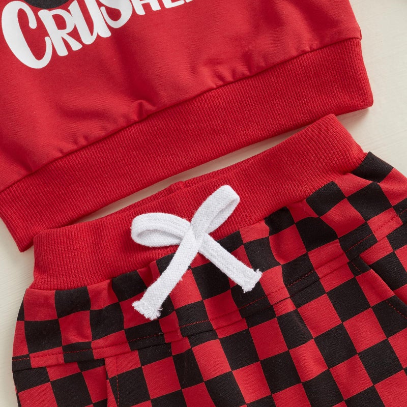 BeQeuewll Baby Boy Valentines Day Outfit Heart Lover Crusher Truck Valentine Sweatshirt Pants Set Toddler Boys Spring Outfits (Red, 12-18 Months) - Image 5