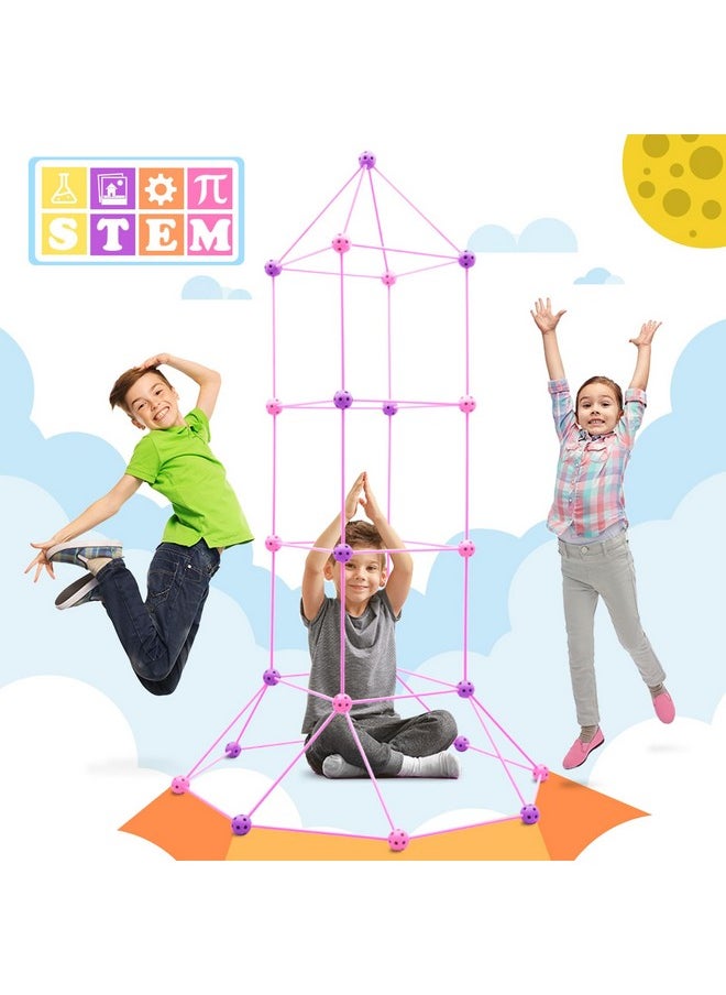 Obuby Kids Fort Building Kit 120 Pieces Construction STEM Toys for 5 6 7 8 9 10 11 12 Years Old Boys and Girls Ultimate Forts Builder Gift Build DIY Educational Learning Toy for Indoor Outdoor(Purple+Pink)  - Image 2
