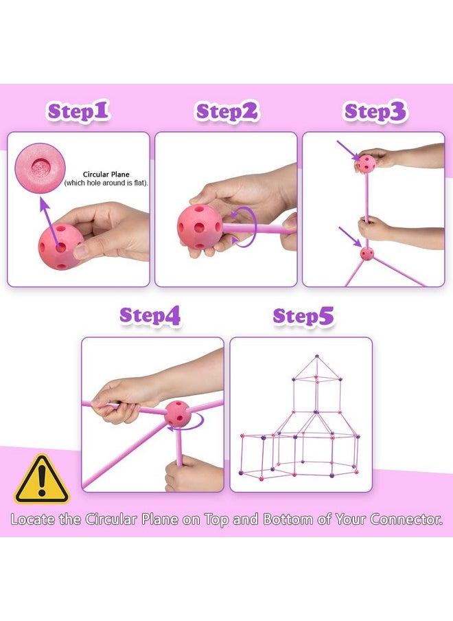 Obuby Kids Fort Building Kit 120 Pieces Construction STEM Toys for 5 6 7 8 9 10 11 12 Years Old Boys and Girls Ultimate Forts Builder Gift Build DIY Educational Learning Toy for Indoor Outdoor(Purple+Pink)  - Image 5