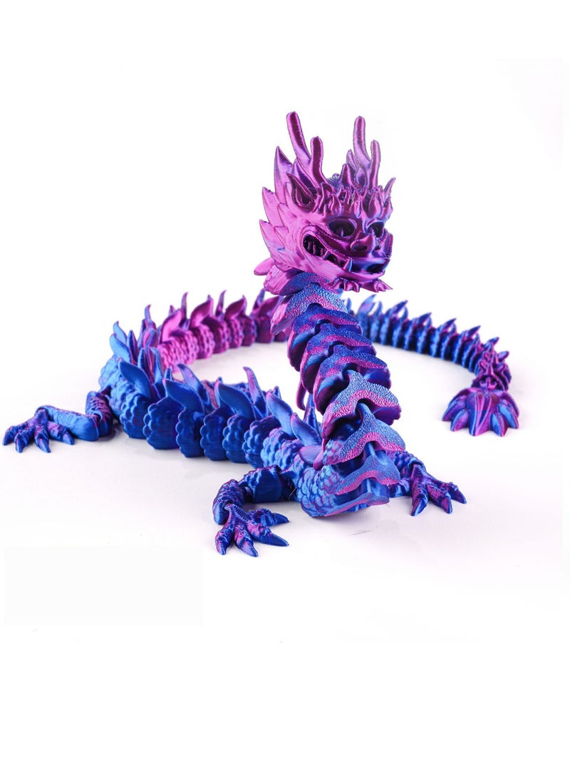 3D Printed Chinese Dragon Figure Gift Ornaments Movable High-precision Creative Dragon Trendy Play Blue  - Image 1