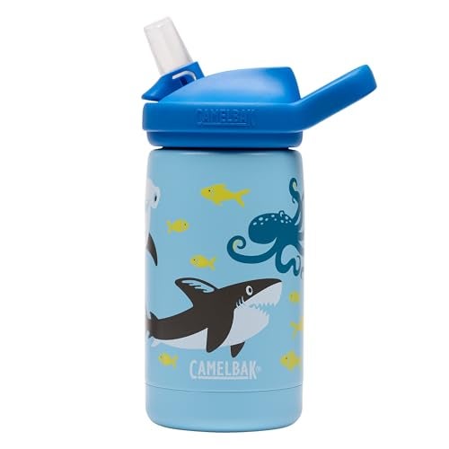 Camelbak Eddy Kids 12oz Insulated Stainless Steel Water Bottle for School and Everyday Use Sharks and Friends - Image 1
