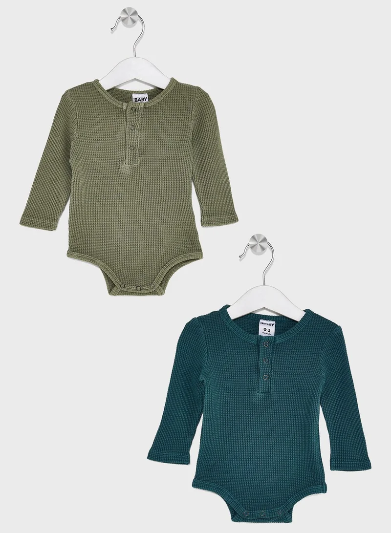 Cotton On 2 Pack Long Sleeve Waffle Bubbysuit