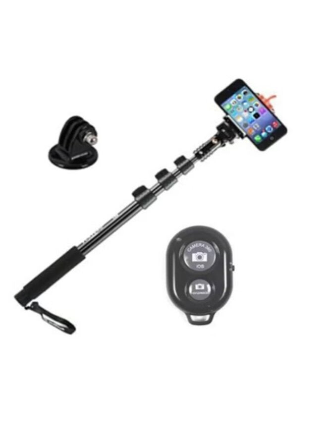 Monopod Extendable Handheld Selfie Stick With Bluetooth Shutter Black - Image 1