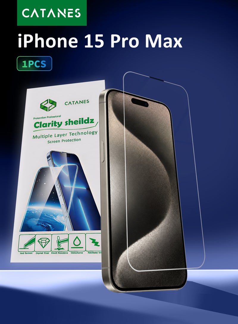 CATANES Super Glass Screen Protector for iPhone 15 Pro Max 500C Borderless  – 0.55mm Ultra-Thin Anti-Static Tempered Glass – Full Coverage Display Shield - Image 1
