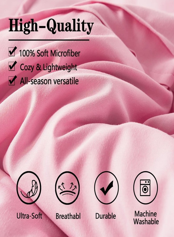 Yogeneg Pink Comforter Set Twin Size 5 Piece Bed in a Bag,Grid Pinch Pleat Twin Bedding Set,Striped Textured Soft Microfiber Comforter with Sheet Set,All Season Complete Bed Set(Pink,Twin) - Image 5