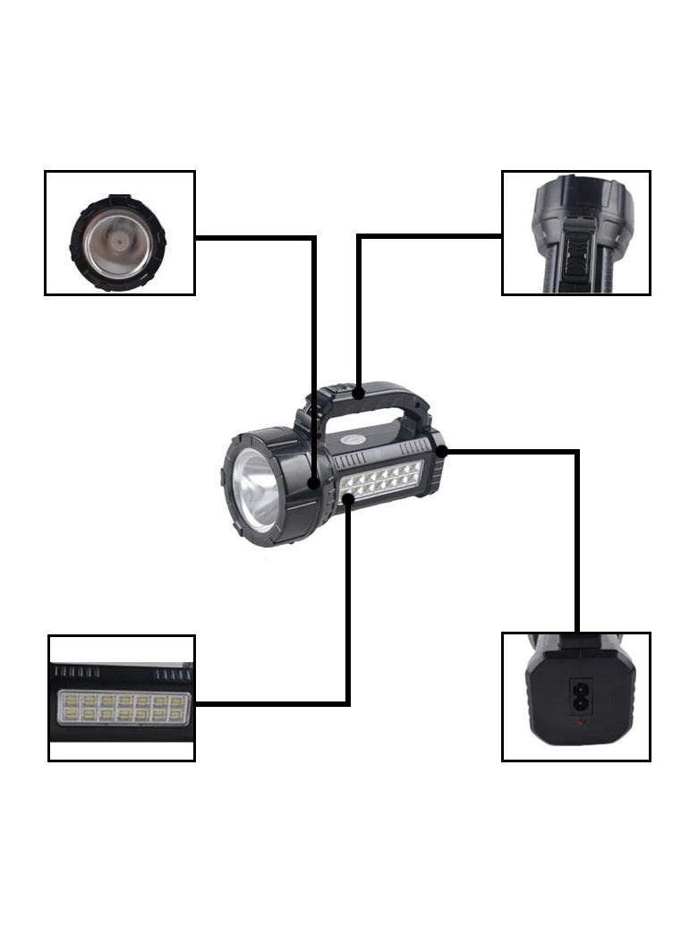Portable Flashlight LED Rechargeable Torch with COB Side Light - Image 3