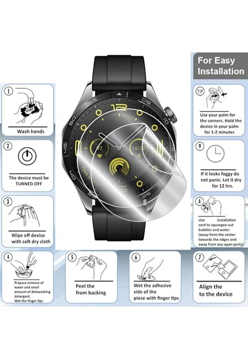 X-level 2 Pcs Huawei Watch GT 4 46mm Hydrogel Screen Protector Invisible HD Clear Film Anti Scratch Guard-Smooth/Bubble-Free For Watch Protective Film TPU Hydrogel Film Anti Scratch Full Screen  - Image 5