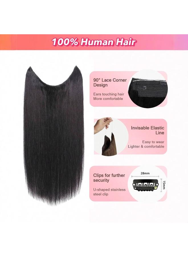 Bluejw One-Piece Real Hair Wig Hair Twig HALO HAIR Extensions Fishing Line Hair Curtain Real Life Hair Wig Twig - Image 3