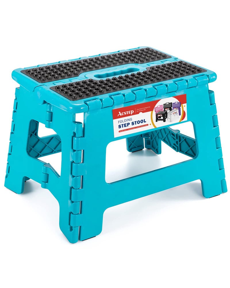 ACSTEP Folding Step Stool 9 inch Height NonSlip Step Stool for Kid and AdultPremium Heavy Duty Foldable Stool Kitchen Garden Bathroom Stepping Stool Blue1 Pack
