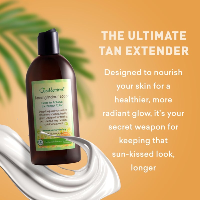 Just Nutritive Indoor Tanning Lotion | Natural Tanning Bed Moisturizer to Accelerate, Extend & Maintain Tan | With Aloe, Coffee, Papaya & Vitamin E | Non-Bronzing Formula | 8 Fl Oz - Image 3