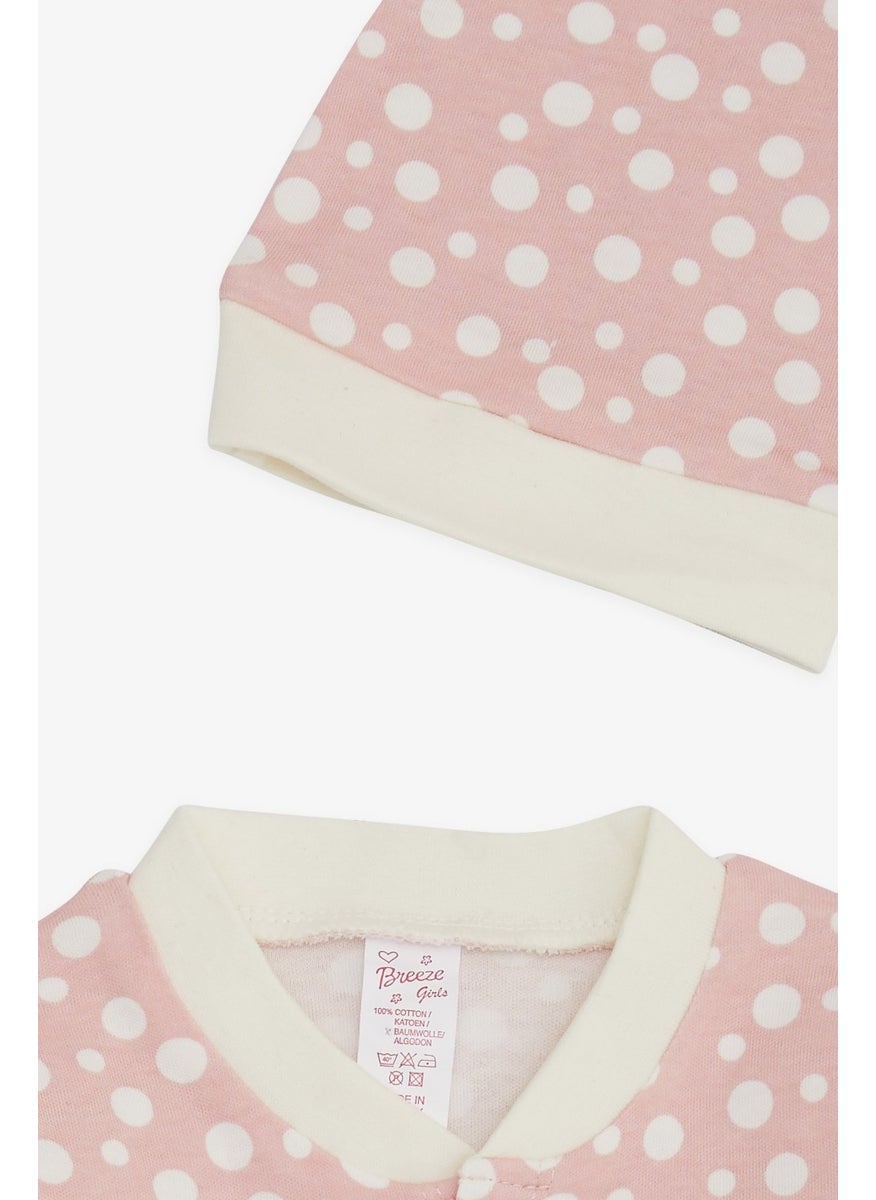 Breeze - Baby Girl Booties Jumpsuit Polka Dot Patterned 0-3 Months-6 Months, Pink - Image 1